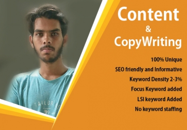 I will write Unique and SEO friendly Content and Article