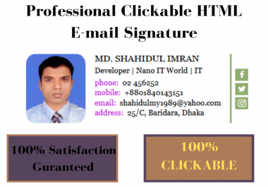 I can design professional clickable HTML Email signature