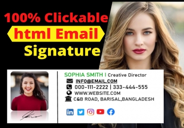 I will design a professional clickable HTML email signature