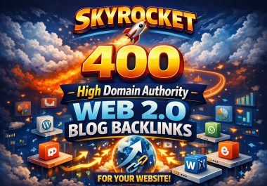 Provide skyrocket 400 High Domain Authority Web 2.0 Blog Backlinks for Your Website