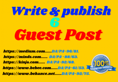 Write and Publish 6 High Authority Guest Post