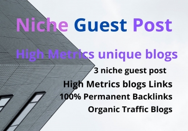 I will publish 3 niche guest post 60 to 80 high quality backlinks