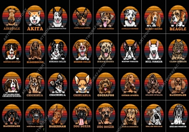 Instant Download 200 Dogs Face SVG T shirt Design Vintage template