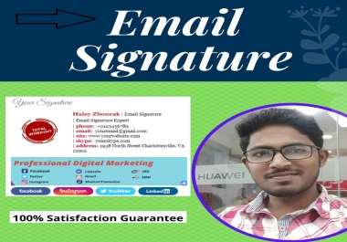 I will do a perfect email signature for your Gmail,  outlook,  yahoo,  and apple