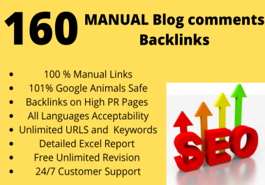 160 MANUAL Blog comments Backlinks on High DA Sites For Google Ranking