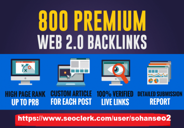 I will provide 800 premium web 2.0 backlinks to google 1st your ranking