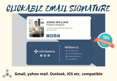 I will create clickable HTML email signature for outlook,  Gmail,  apple etc.