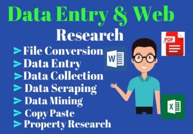 I will do fastest Data Entry and Web research Properly