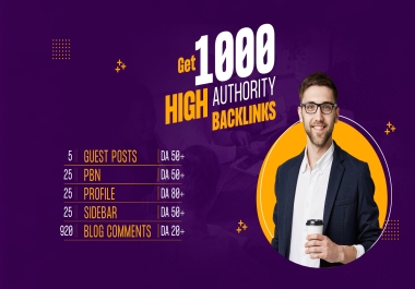 Get 1000 High Authority Backlinks,  PBNs,  Posts,  Comments,  Sidebar,  Contextual