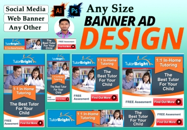 I will do banner ads design for google, web, social media and other