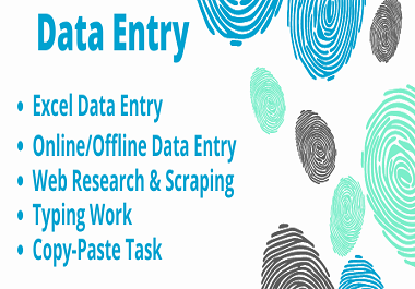 I will do Data Entry,  Data Mining,  Web Scraping,  Typing for 2 hours
