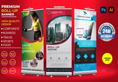 I will design premium roll up banner for business,  corporate and travel within 24 hours