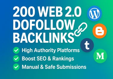 200 web 2.0 dofollow contextual backlinks for seo ranking