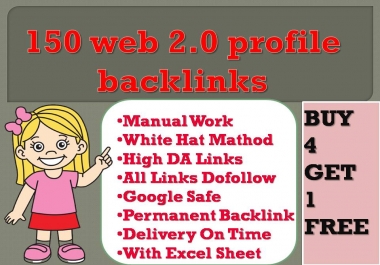 I will create over 150 web 2.0 profile backlinks on high da sites