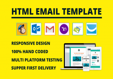 Responsive HTML email template design,  clickable HTML email signature & newsletter for your business