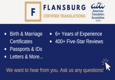 I will provide you a certified spanish to english translation or vice versa