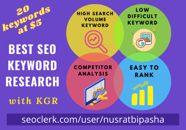 High search volume and low difficult keywords research+ 2 competitor analysis