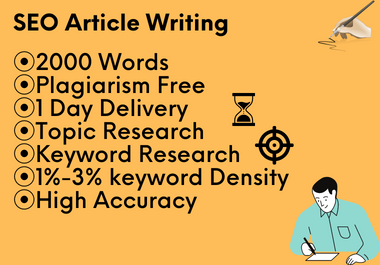 2000 Words Plagiarism Free SEO Article Blogpost writing within 24 Hours