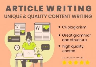 I will write professionally researched and articles writing