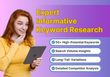 I will do expert,  informative keyword research to boost your content strategy.