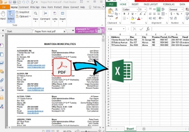 PDF to Excel or other documents