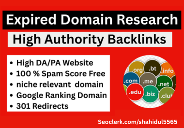 I will do niche relevant expired domain research for 301 SEO redirects backlinks