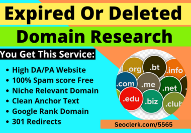 Expired domain Name research with high DA and traffic for any niche