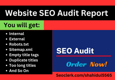 SEO Audit Report Provide All Problamatic URLs from your Website
