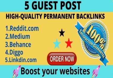 Google indexable 5 guest posts on high DA/PA websites
