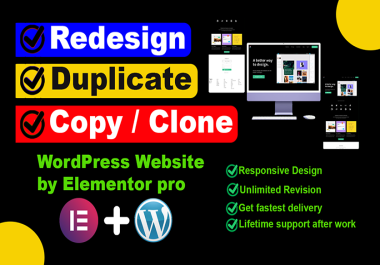 website redesign or duplicate by elementor pro