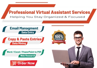 I Will Be Your Reliable Virtual Assistant for Administrative,  Research,  and Data Entry Tasks