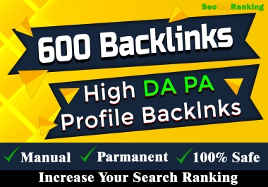 Manually 600 High quality profile backlinks DA 80+ SEO link building Service