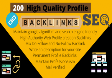 I will Creat 200 edu,  sports,  etc Profile Backlinks Search Engine Friendley