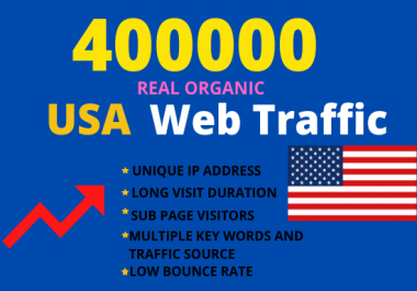 400000 USA Visitors,  Real Organic web traffic in 30 days