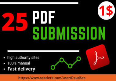 I will do 25 manual PDF submission Dofollow Backlinks on top document sharing sites