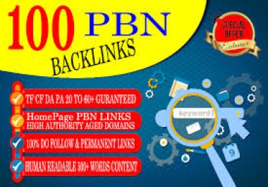 Build 100 HomePage PBN All. COM Domains Backlinks All Dofollow High Quality