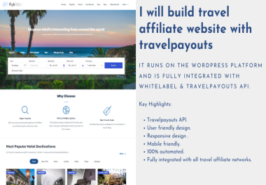 I will built travel affiliate website with travelpayouts