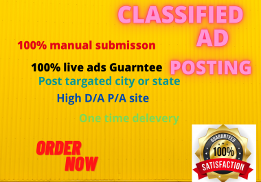 I will post your ads on top rank classified ads posting sites.
