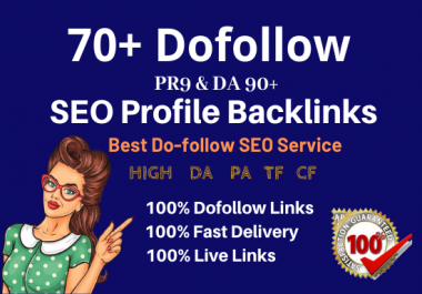 Manually 70 pr9 high authority dofollow SEO profile backlinks