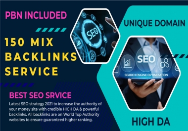 I will build 150 unique domain SEO backlinks on tf100 da100 sites PBN Included