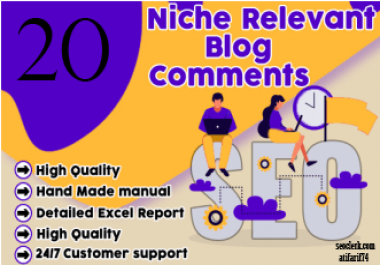 I will Creat 20 Niche Relevant Blog Comment