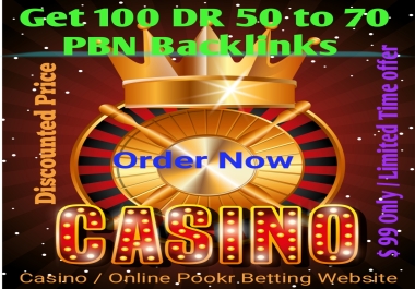 Get 100 DR 40 to 70 PBN Dofollow Backlinks on Casino / Pookr Gaming website