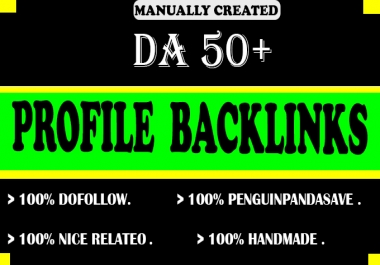 I will make 50 SEO do-follow profile backlinks on high authority websites