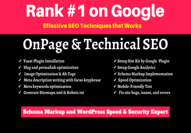 I will do on page optimization and technical SEO for wordpress