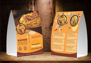 I will create table tent,  menu,  and table calendar design within 24 hours