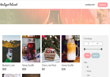 Boutique shop to natural materials with Dashboard,  technology used ASP. NET Core Web MVC,  JavaScript