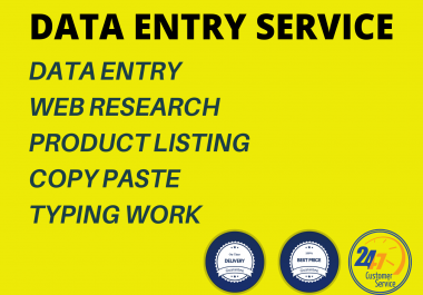I will do data entry,  copy paste,  product listing,  and typing work
