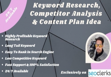 Research profitable keyword for your content,  Content idea & analyze your competitor