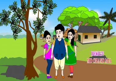 2D animation Characters design and 2D animation background