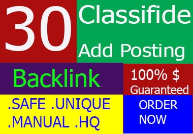 Manually Create 30 Classified Add Posting SEO Backlinks For Google Ranking ON High DA PA Website